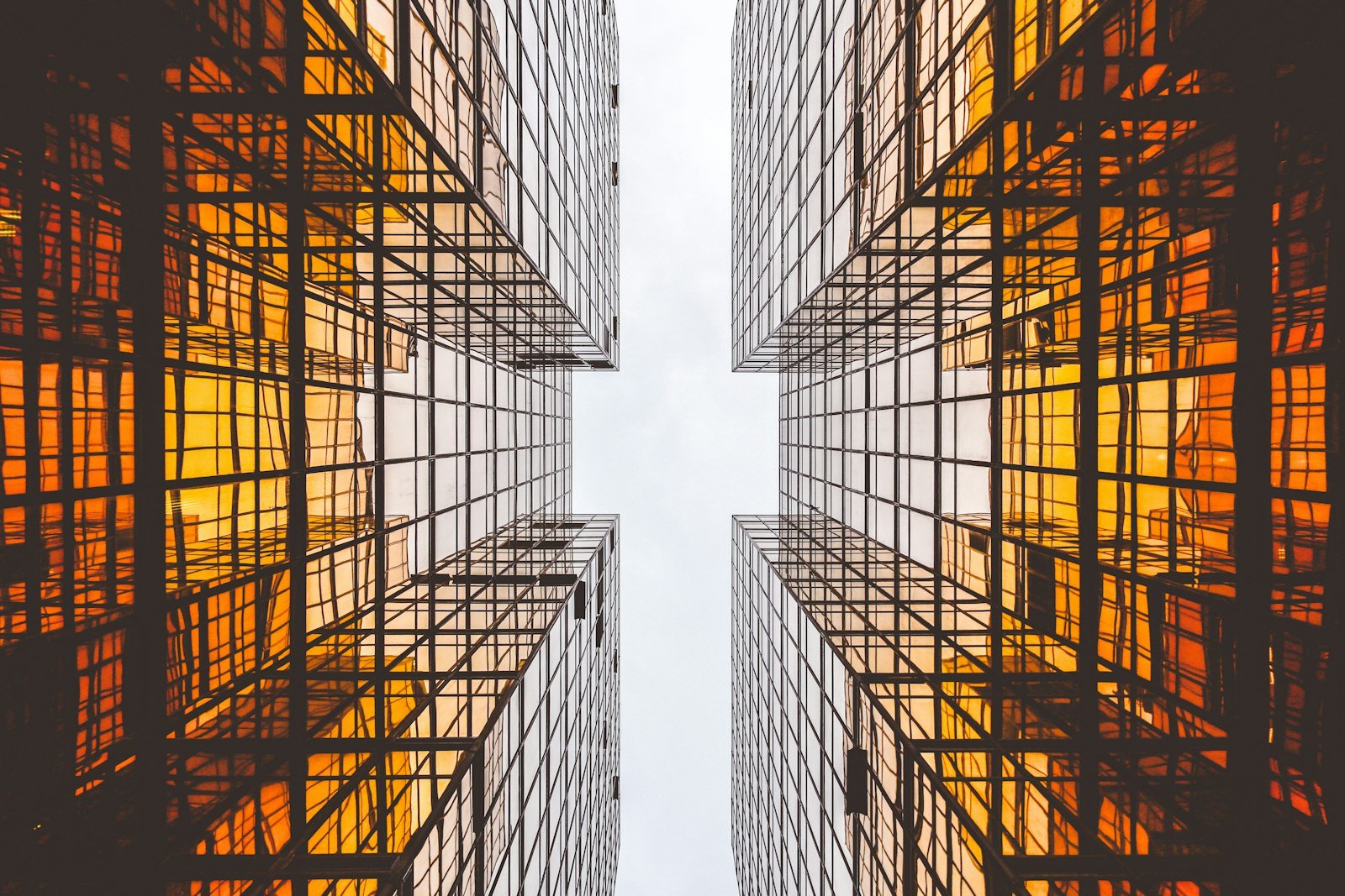 Architectural detail of a tall urban building façade
