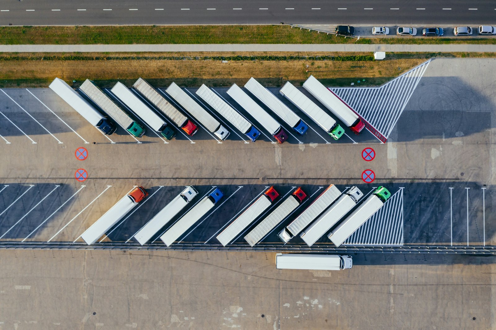 Large logistics facility with operational yard infrastructure